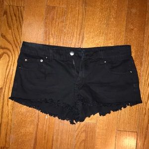 Black denim shorts
